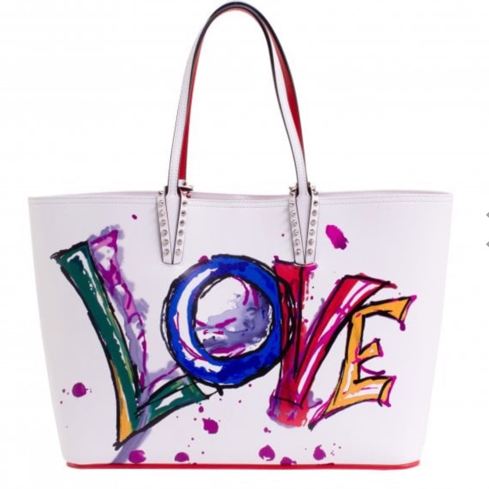 CHRISTIAN LOUBOUTIN CABATA LOVE WHITE LEATHER TOTE